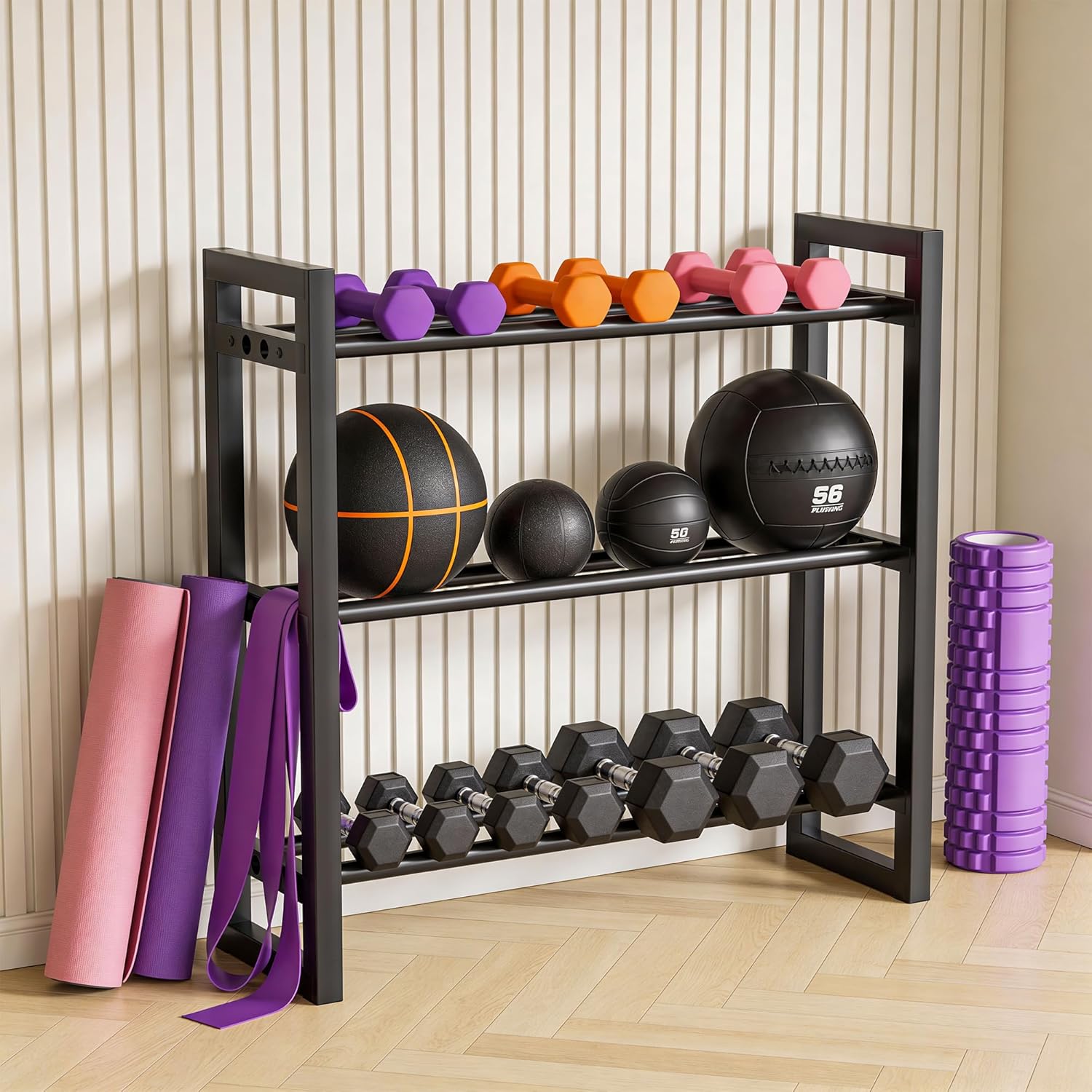 Dumbbell Rack 3 Tier Weight Rack for Home Gym 31 IN Length Adjustable Dumbbell Stand 450 lb Capacity Storage Stand Weight Storage Gym Organizer